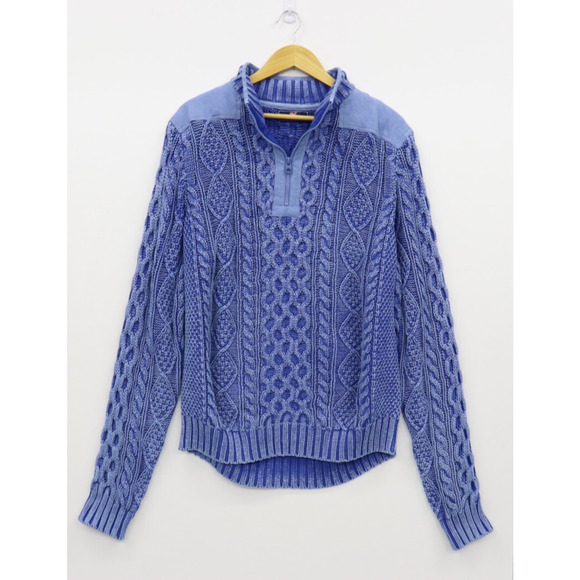 Vineyard Vines by Shep & Ian Tide Blue Men's 1/4 Zip Cableknit Sweater L - Picture 2 of 9